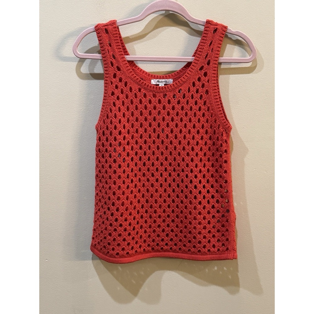 Madewell Greylek Open-Stitch Sweater Tank‎ In Himalayan Orange Size XS Vest